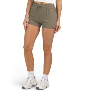 MONDETTA STUDIO Dusty Olive Perforated Power Shorts